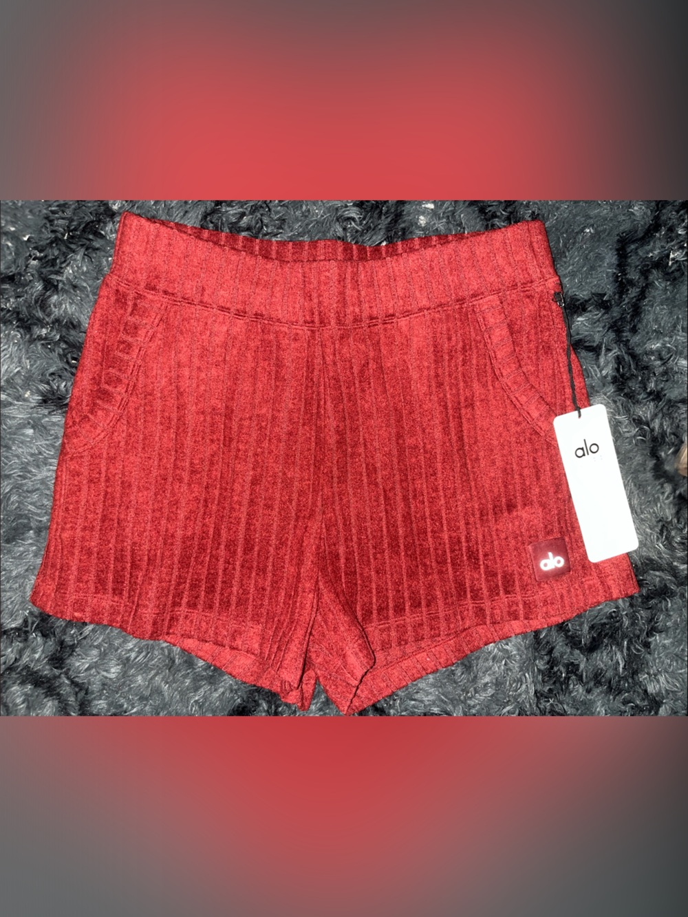 ALO Yoga Ribbed Cranberry Shorts